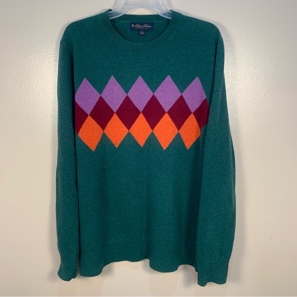 Brooks Brothers 100% Lambswool Men's Argyle Diamond Crewneck Pull